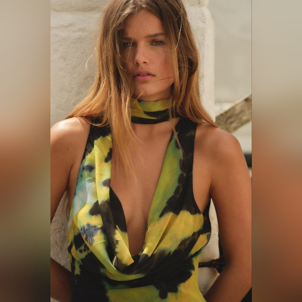 ZARA FOULARD PRINT LONG DRESS SIZE XS - Picture 4 of 12